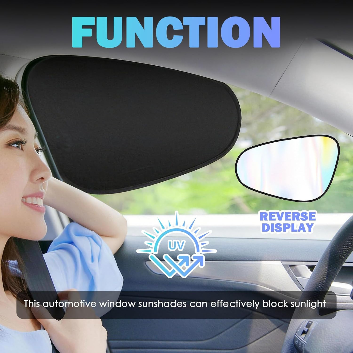 2PCS New Static Cling Car Shades for Side Windows,Foldable Cars Side Window Sun