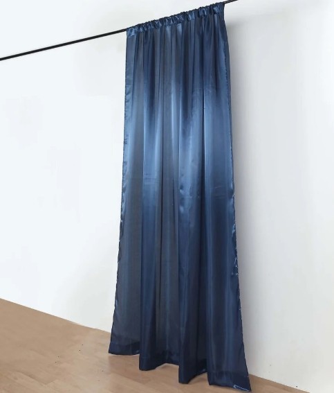 ❤️ NAVY BRIDAL SATIN CURTAIN 10ft DRAPE PANEL BACKDROP 60″ wide x 96″ L