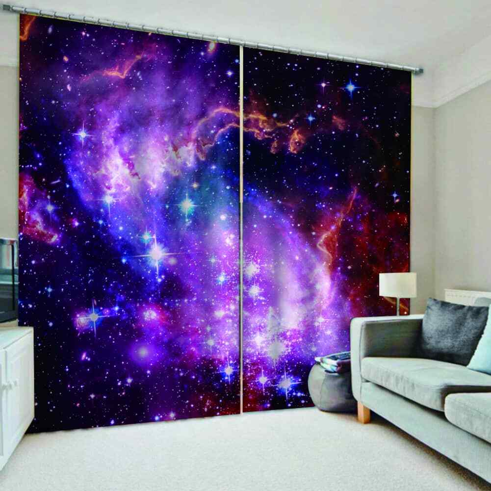 many stars in the bright galaxy Printing 3D Blockout Curtains Fabric Window