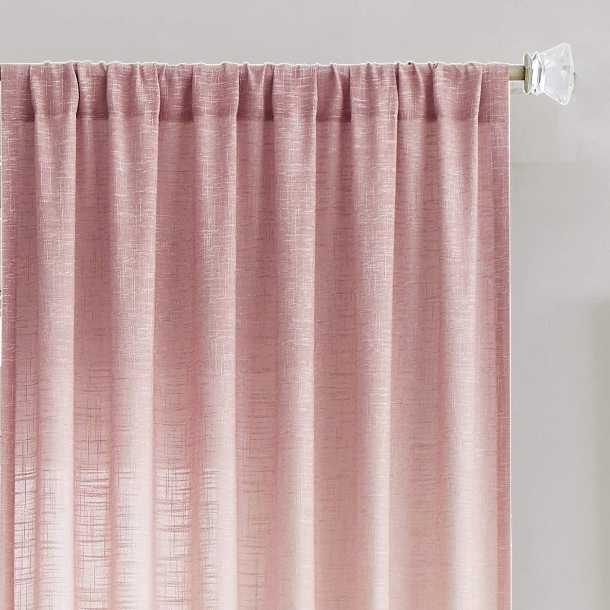 Ombre Window Curtain Panel Linen Gradient Print on Rayon Blend Fabric Backtab Ro