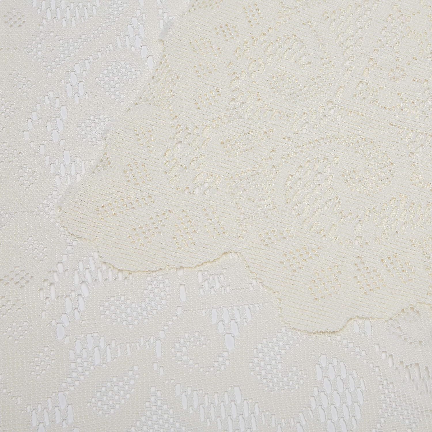 Hopewell Heavy Floral Lace White Lace Medallion Curtain Tiers or Valance