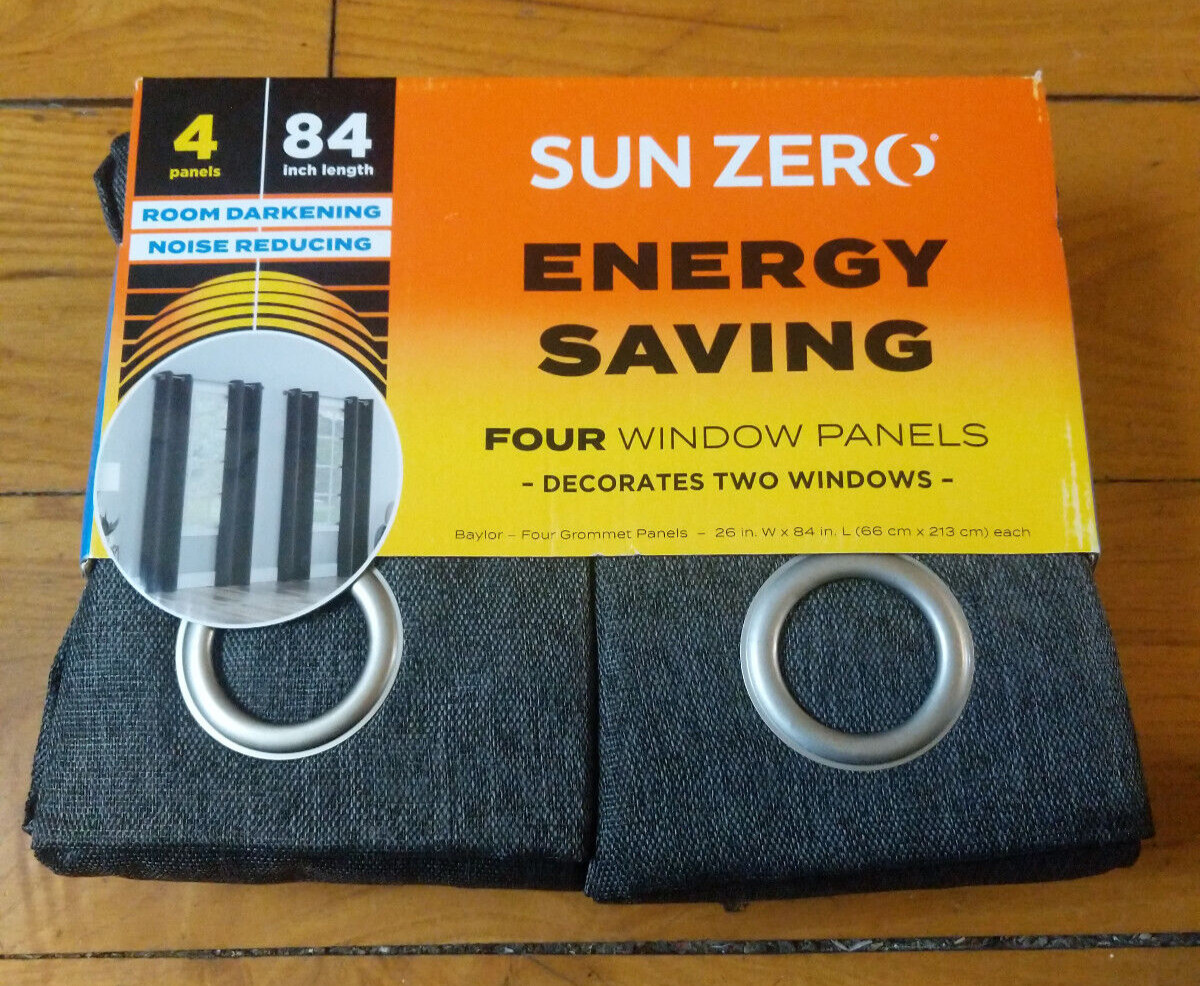 Sun Zero Energy Saving Baylor Curtains, 4 Window Panels, 2 Windows, 26″x84″