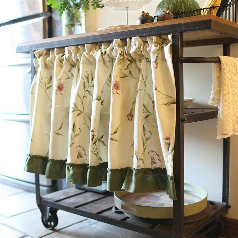 1pc Short Half Curtain for Window Drape Dining Room Kitchen Cabinet Door Decor