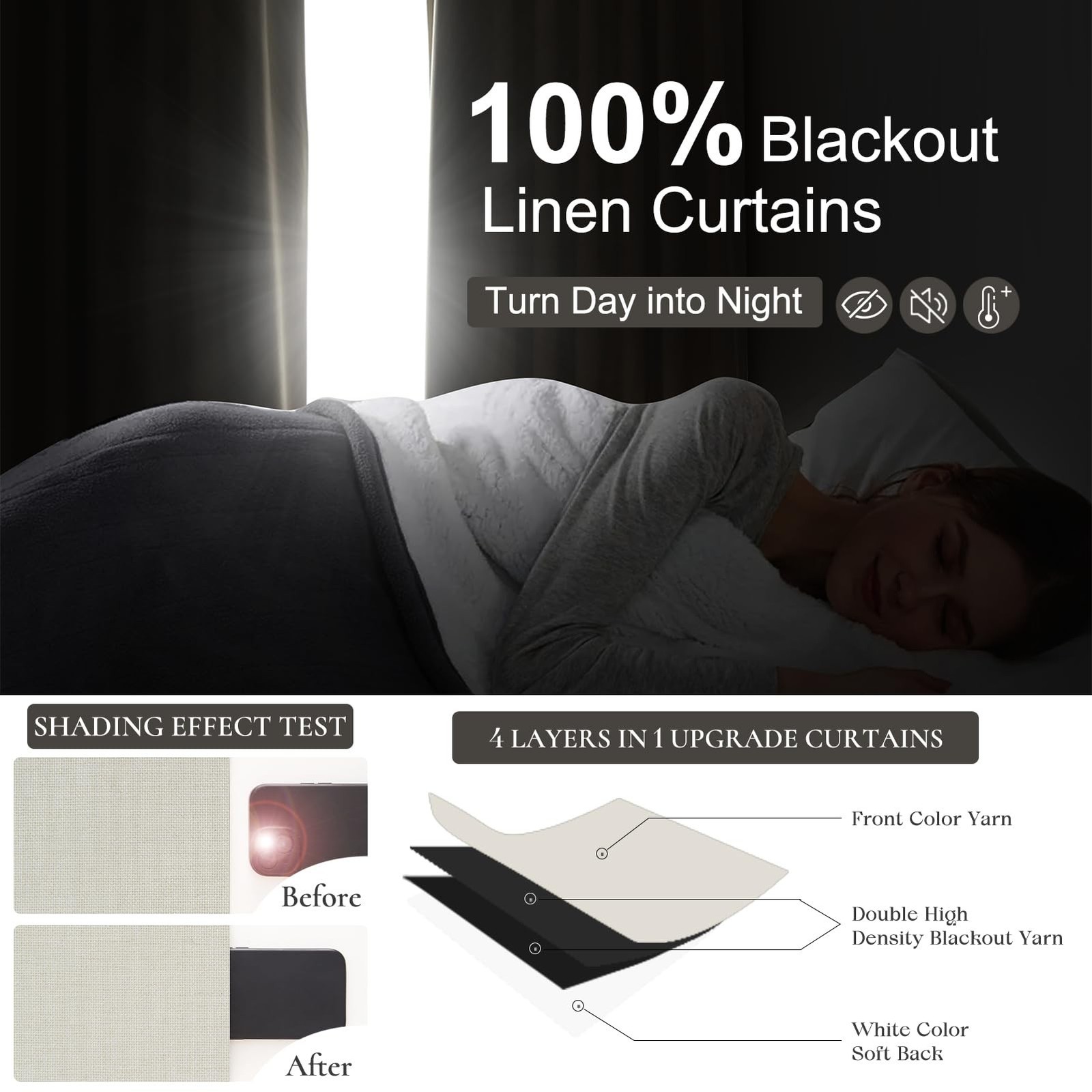 QJmydeco Pleated Beige Curtains 96 Inches Long 2 Panels Burg, Energy Efficien…