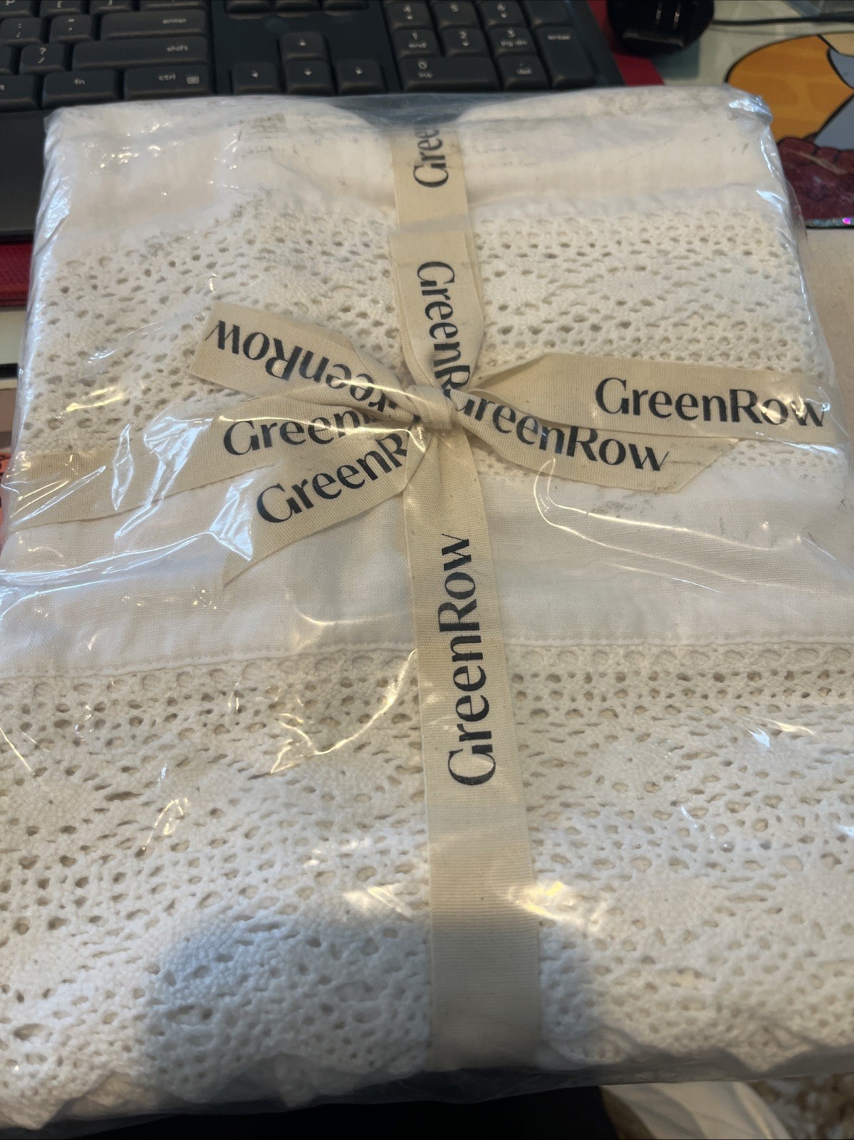 2 GreenRow Crochet Lace Linen cotton Drapes white cutains 48 84 New