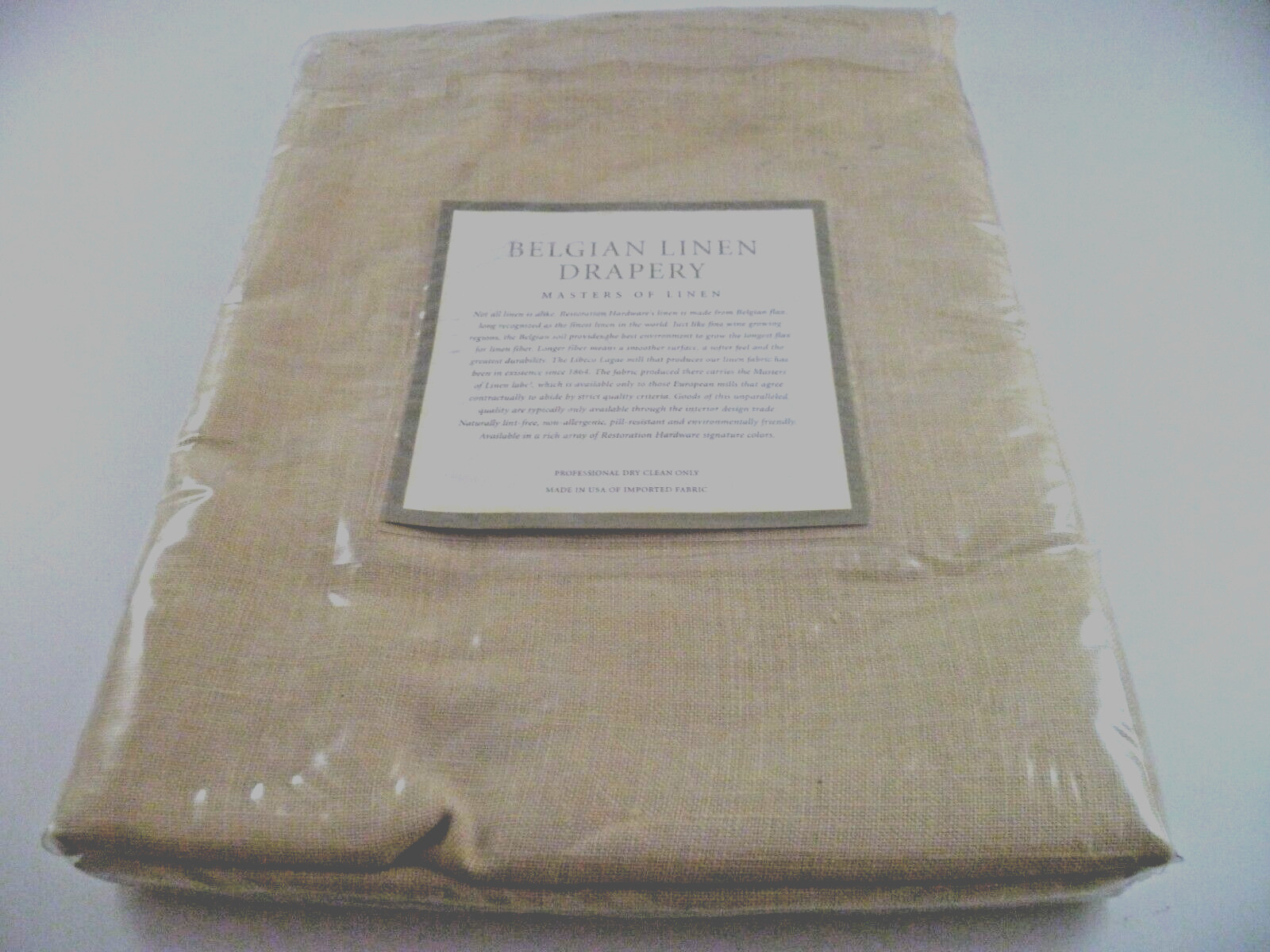 1 RESTORATION HARDWARE BELGIAN LINEN DRAPERY BEIGE OPAQUE PANEL CURTAIN 50X96