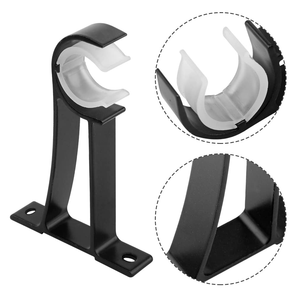 Curtain Rod Brackets, Set of 12, Aluminium Alloy, Wall & Ceiling Mount, Black