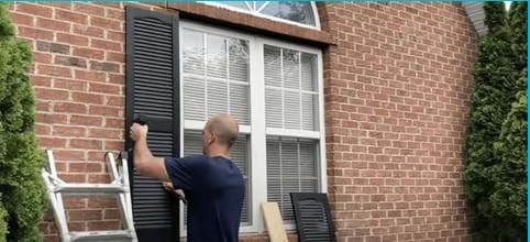 Polaris Homeside Open Louver Vinyl Shutters (1 Pair) 14.5″W x 43″H, Black