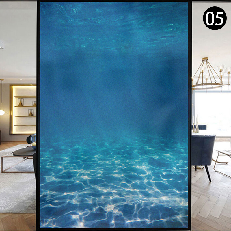 New Ocean Underwater Static Clings Frosted Glass Stained Window Sticker Film