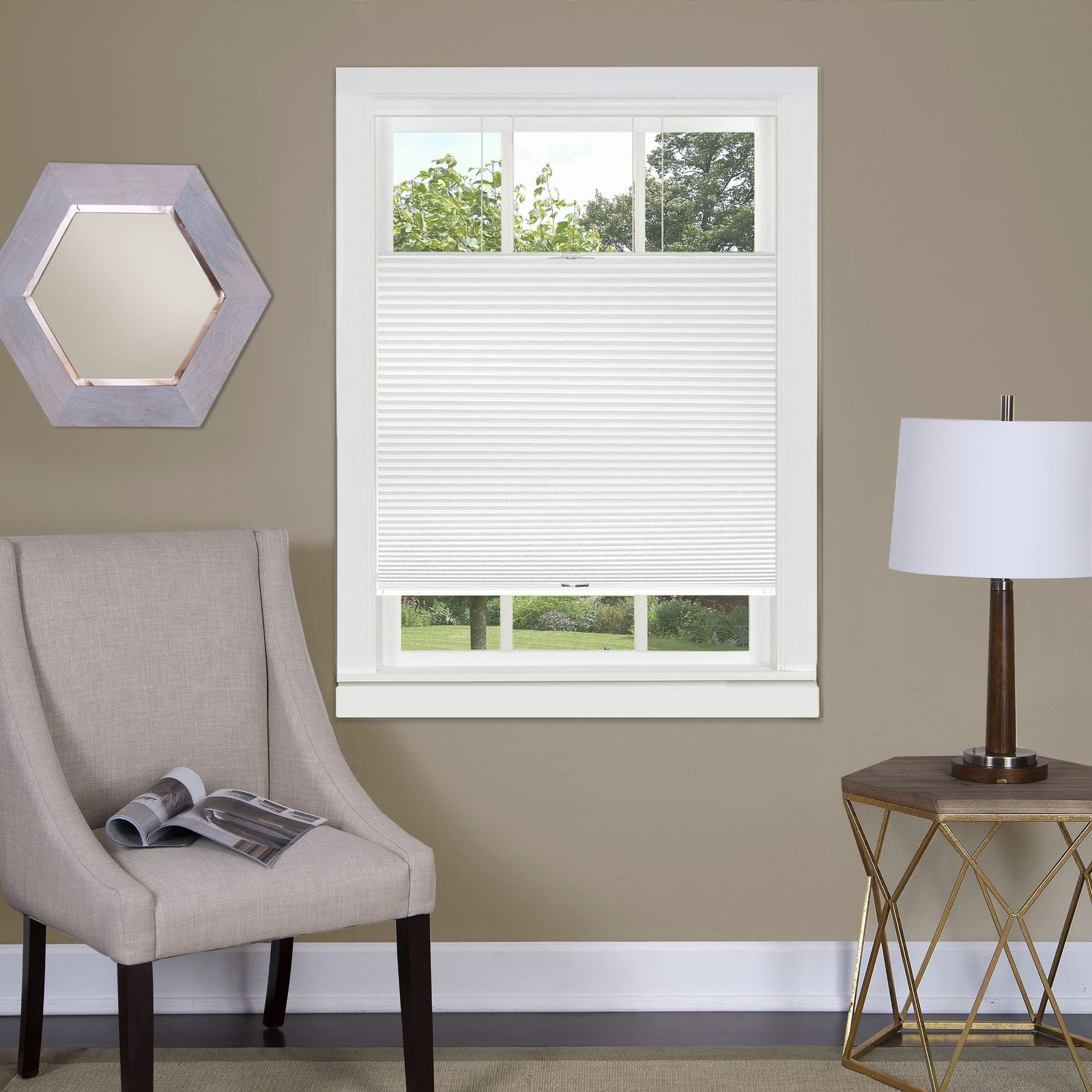 Cordless Cellular Pleated Window Shades – 27 Inch Width, 27″W x 64″H, White
