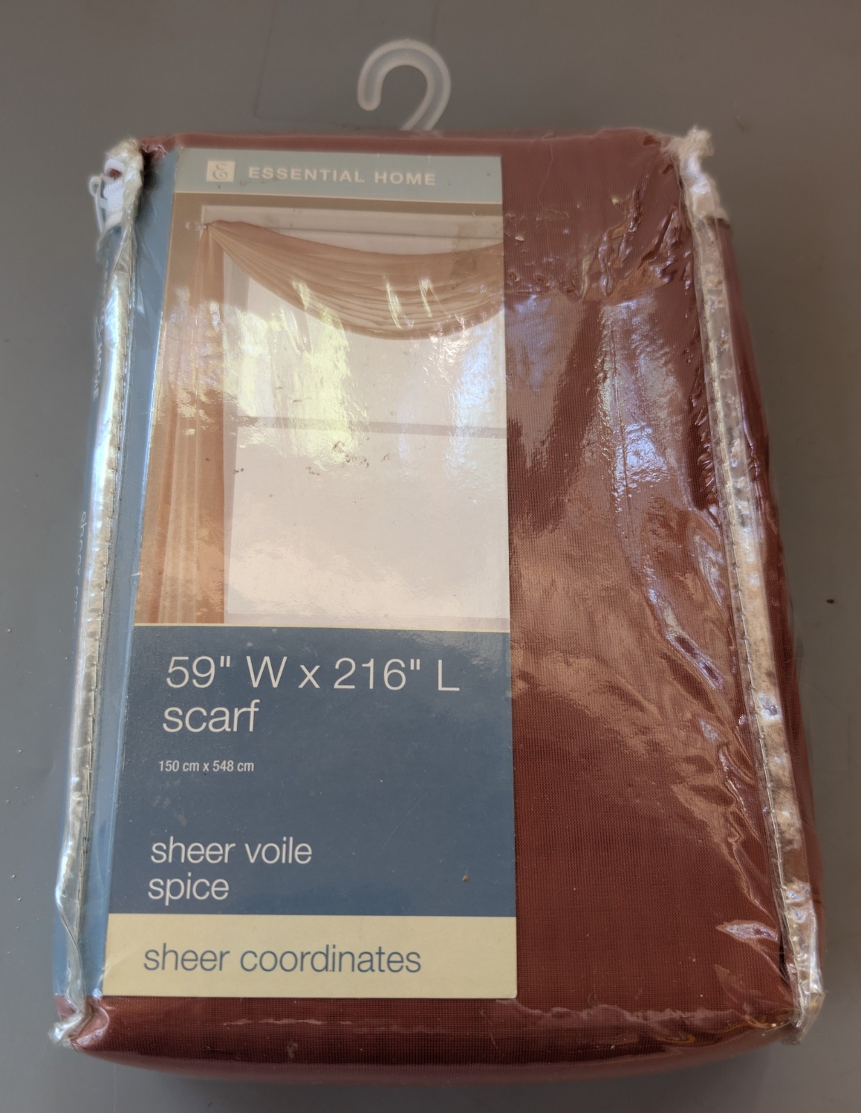 ESSENTIAL HOME VOILE SHEER SPICE COLOR WINDOW SCARF 59 x 216 New