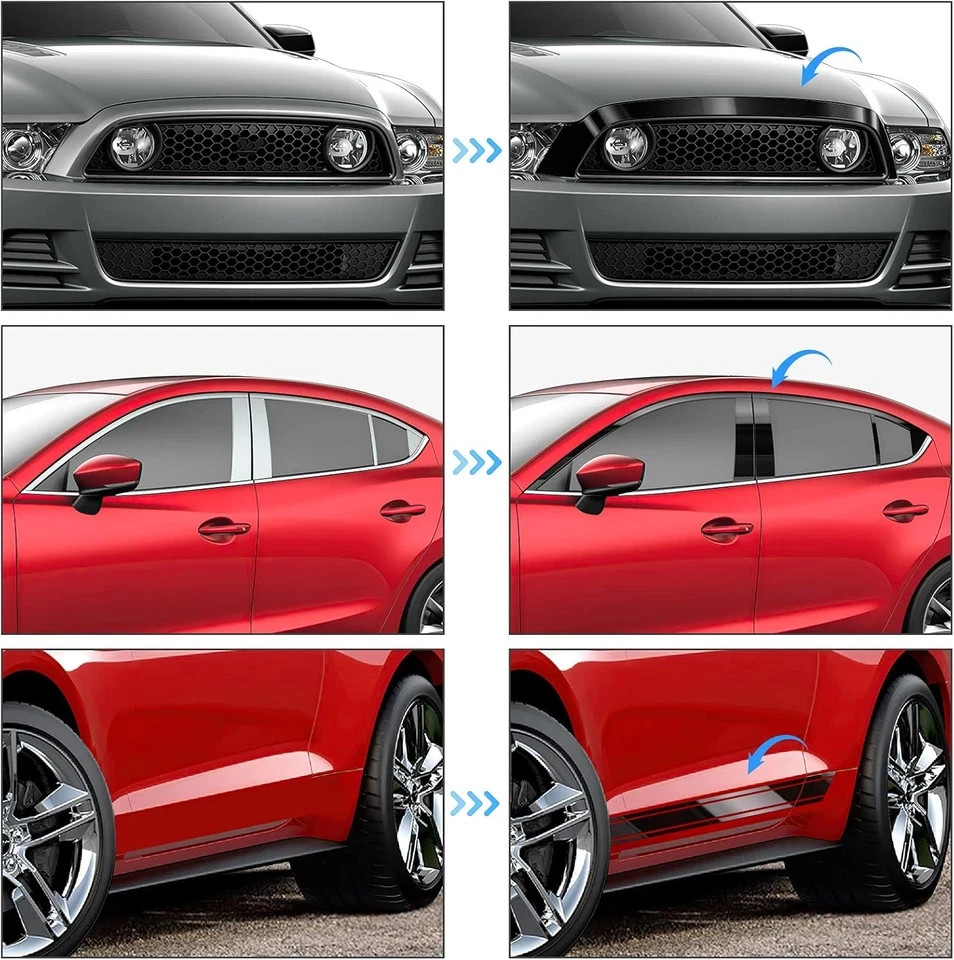 2IN X 30FT Gloss Black Vinyl Wrap for Chrome Delete Window Trim Car Door Sill Pr