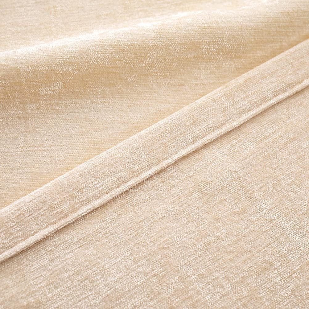 ELKCA Thick Chenille Window Curtains Valance for Living Room Beige Swag Valan…