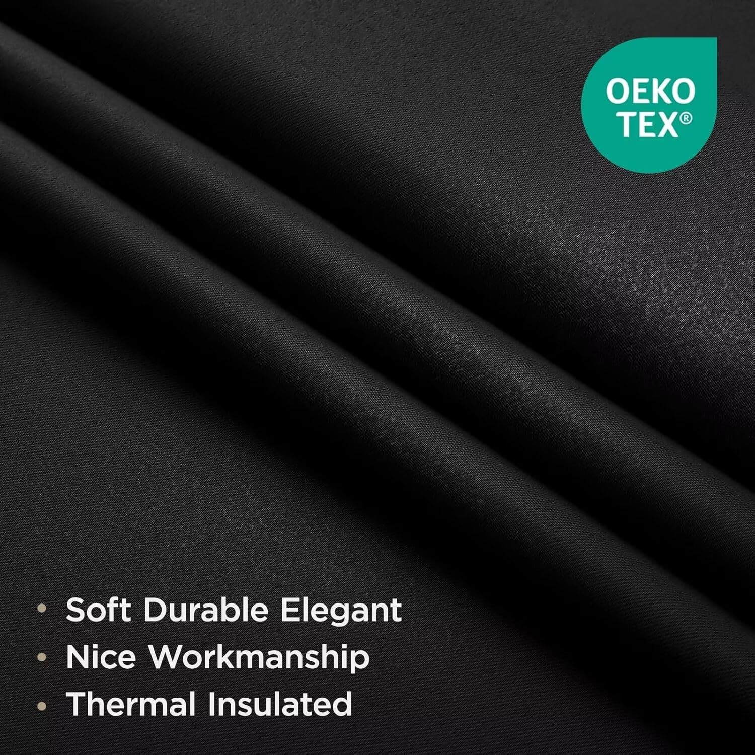 Joydeco Black Blackout Curtains 84 Inch Length 2 Panels Set, Black Out Curtains