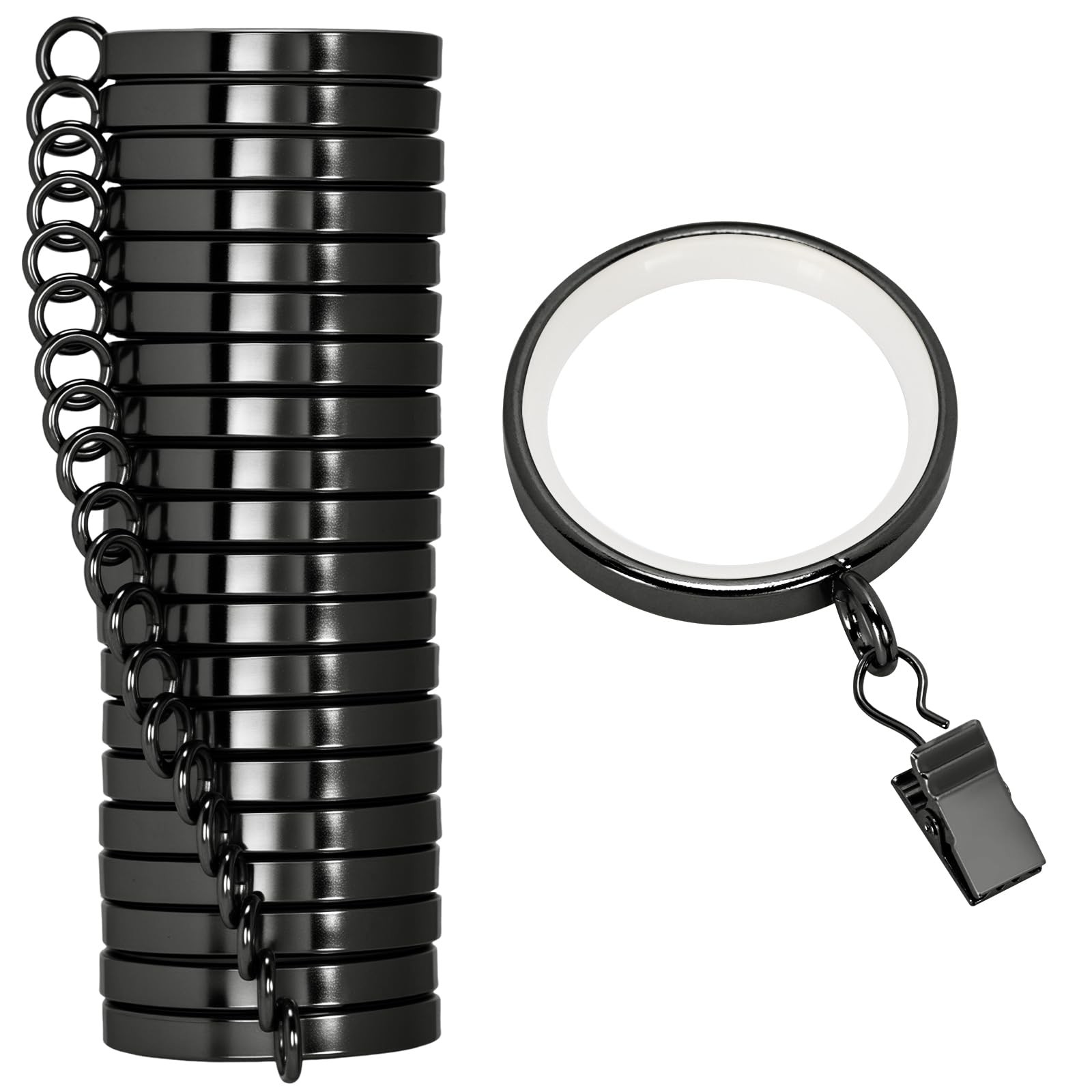 20 Pack Premium Easy Glide Curtain Rings with Clips, Metal Drapery Rings with…