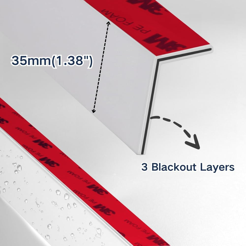 Flexible Blackout Light Blocking Strips 60″ 78″ 118″ for Blinds & Shades 2PCS (1