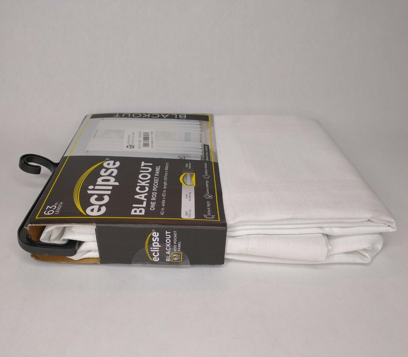 Eclipse Blackout Curtain One (1) Rod Pocket Panel 63 Inch Braxton White