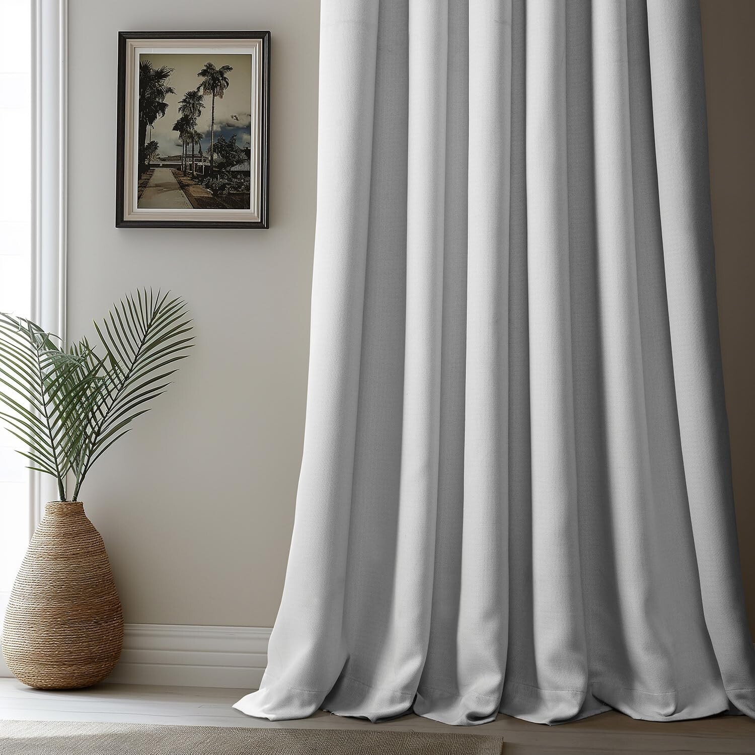 1 Panel Oyster 84″L x 100″W Linen Darkening Curtains For Bedroom Living Room