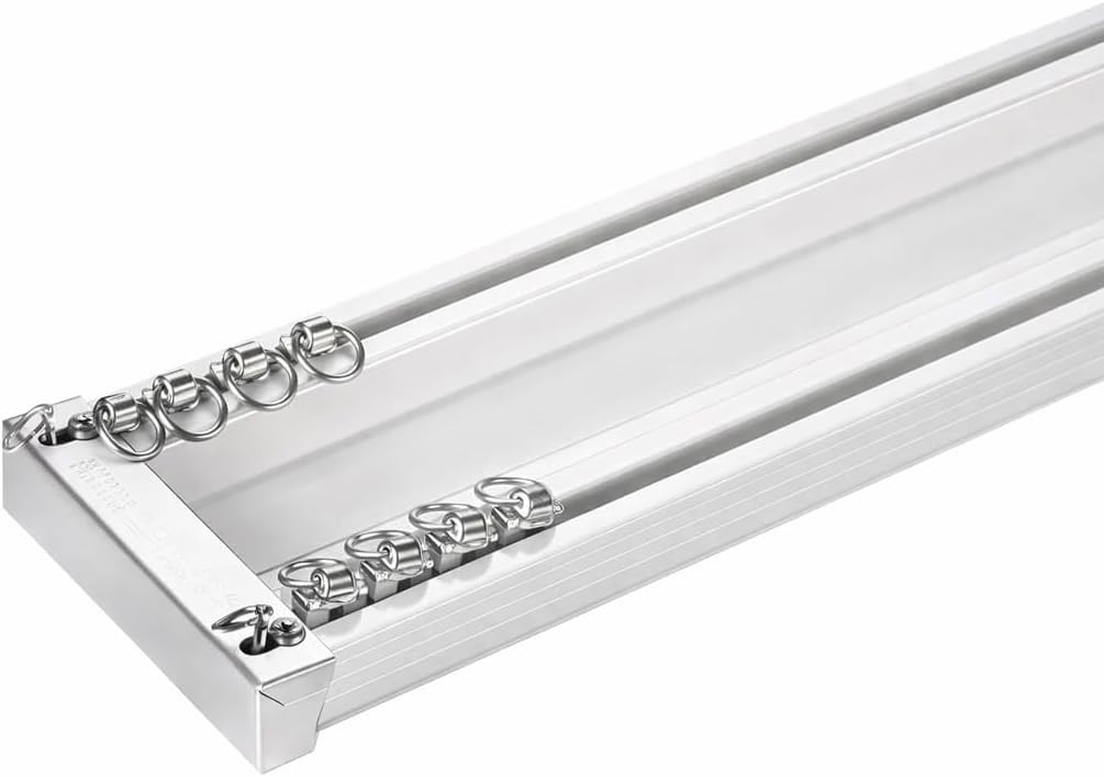 (2- pack) Z-line Heavy-Duty Curtain Track Ceiling Mounting (White 6.6ft) x 2