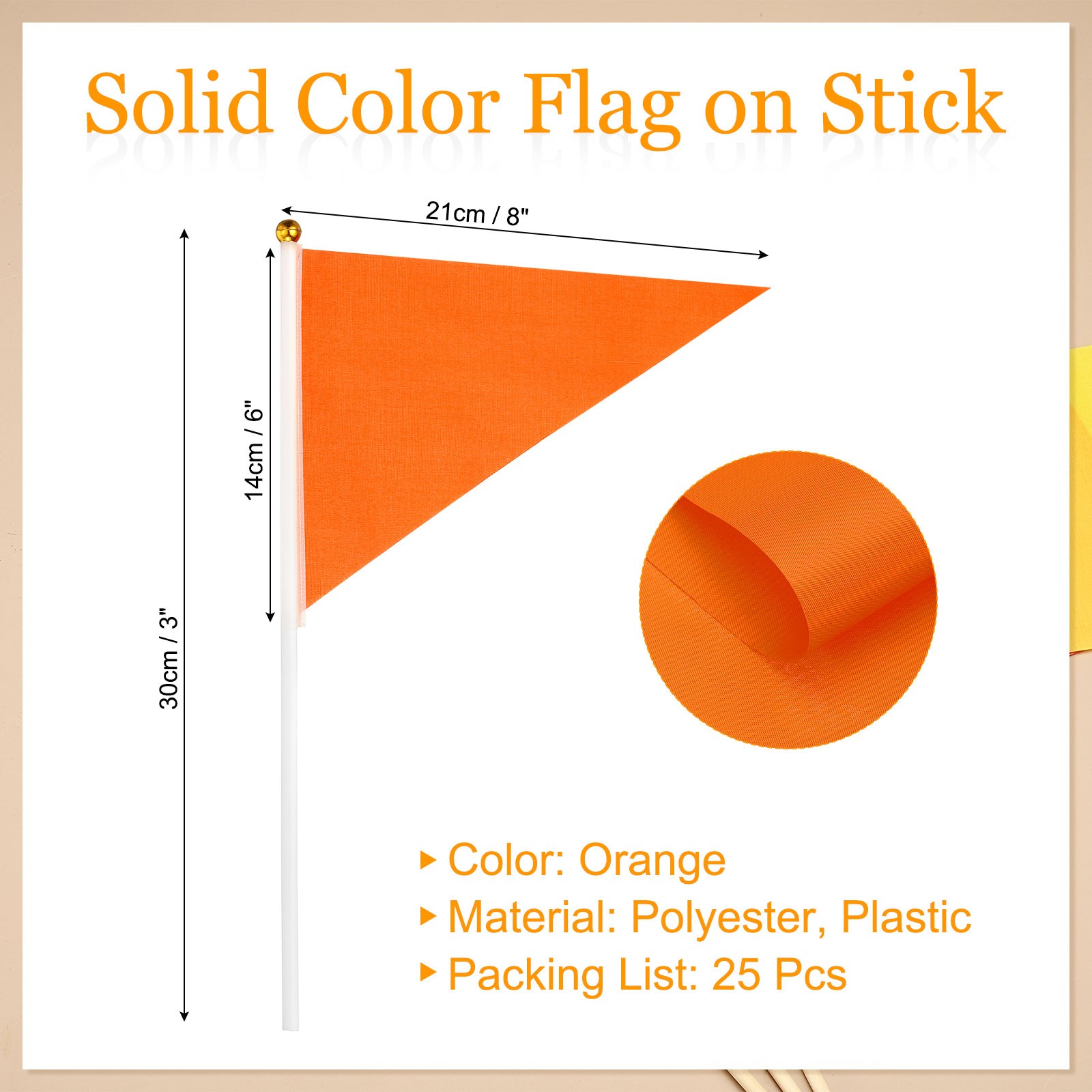 25Pcs 8×3 Inch Mini Pennant Flags for DIY Graffiti, Orange