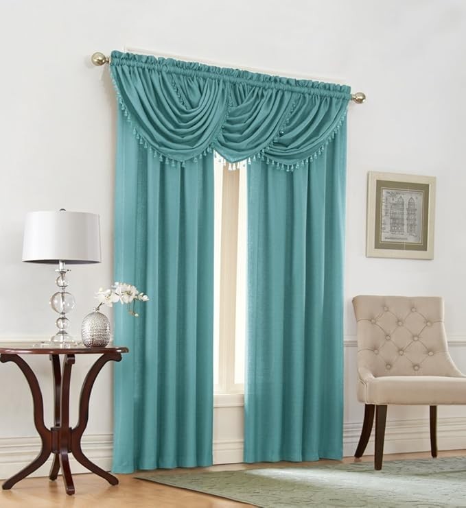 Regal Home Collections Emerald Crepe Window Panel 52-Inch x 84-Inch, Aqua