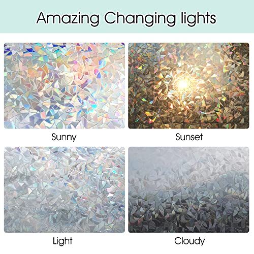 STATINT Stained Glass Window Privacy Film,UV 17.3 Inch X 6.5 Feet Rainbow