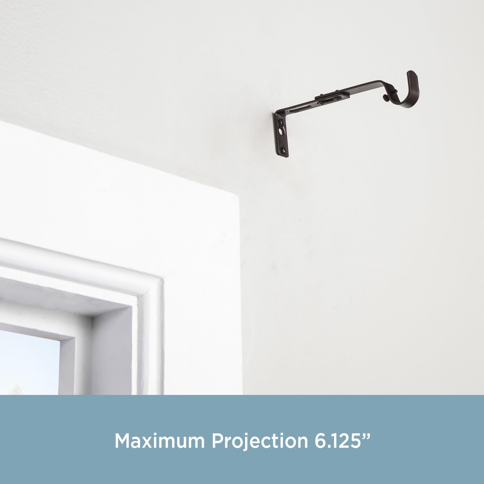 2 PCS Adjustable Curtain Rod Brackets Mocha Heavy Duty Window Hardware Hook
