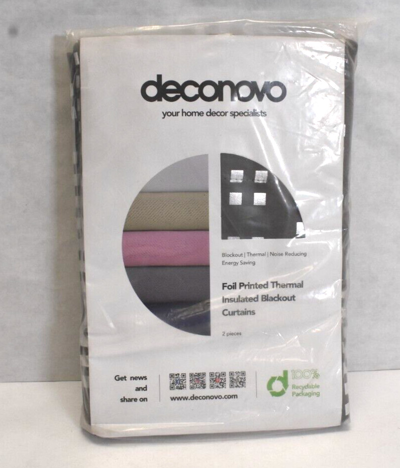 Deconovo Silver Foil Grey Printed Thermal Insulated Blackout Curtain 52”x 63”