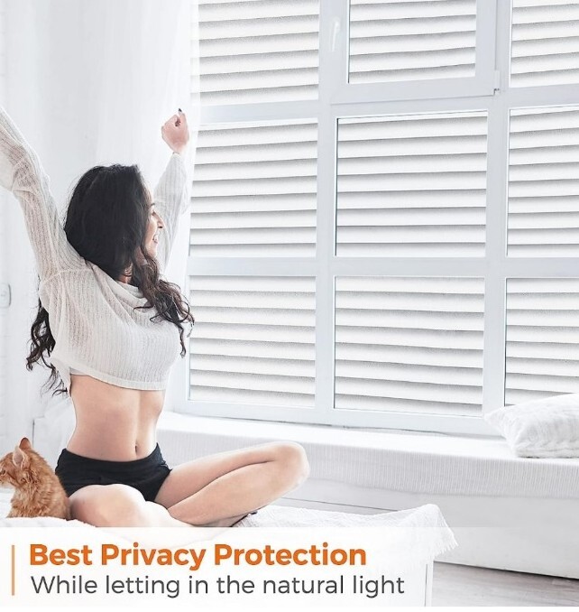 Privacy Window Film ~ Window Sticker ~ 17.7″ x 78.7″ ~ FROSTED GLASS ~ BLINDS