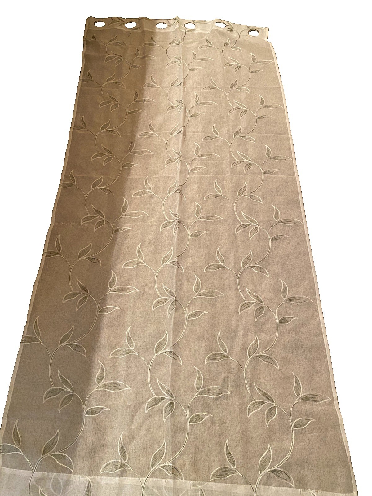 Jinchan Leaf Embroidered Sheer Curtains-4 Panels Included-READ 82’ X36’ Each