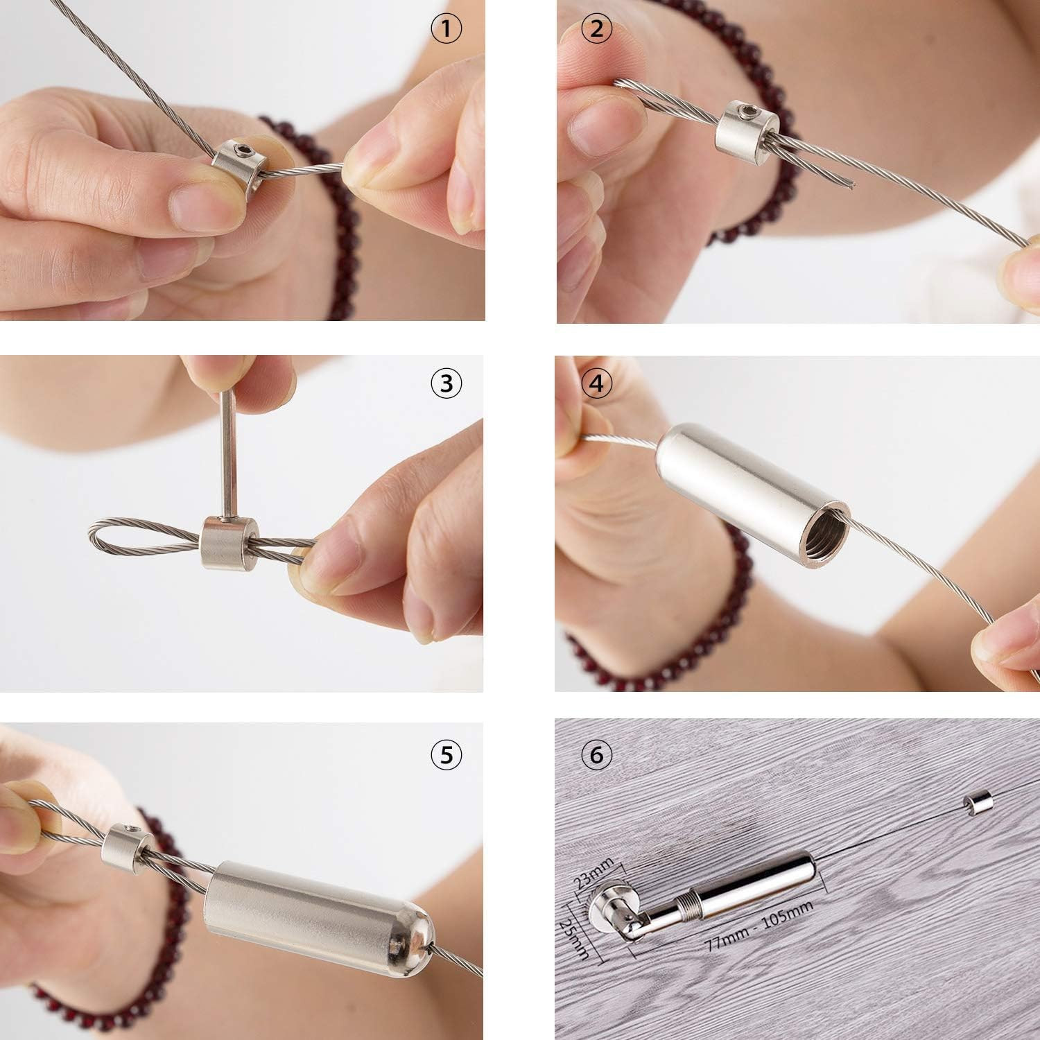 [5 Meters] Wall Mount Curtain Wire Rod Set with – Stainless Steel