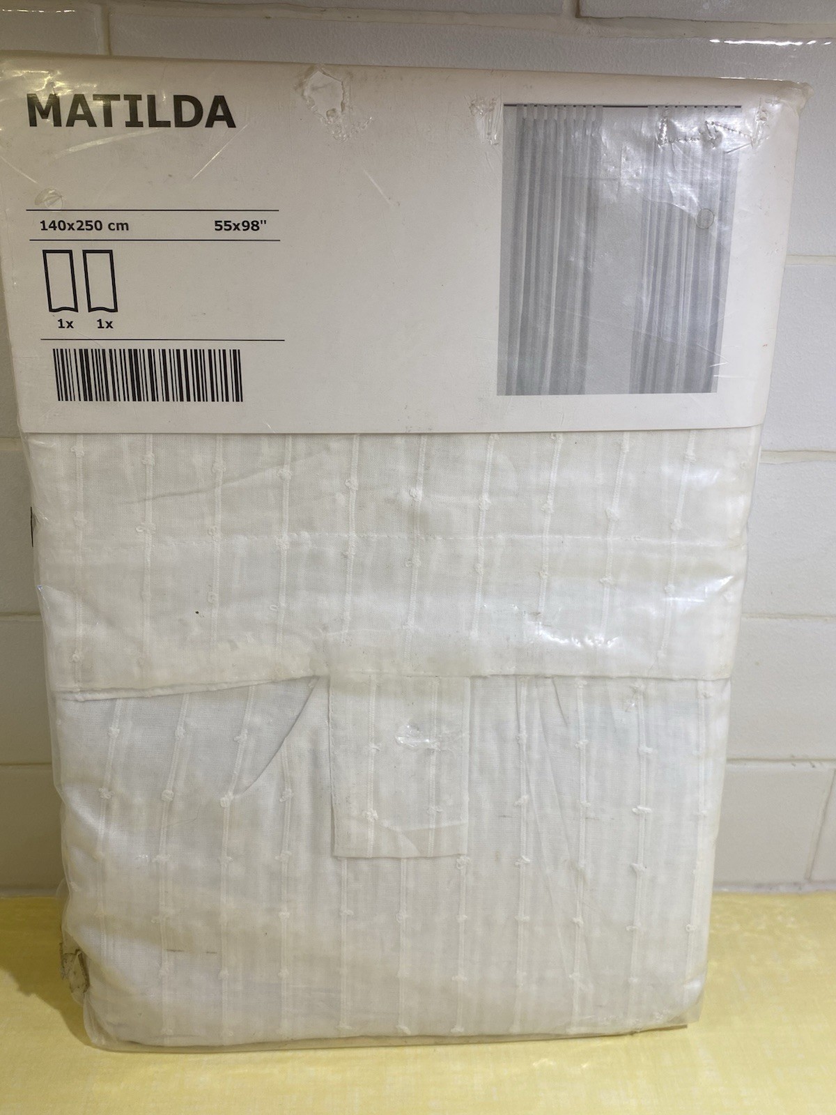 Vtg Ikea Matilda Light Filtering Sheer White Tab Top Curtains Long 55 X 98″ New