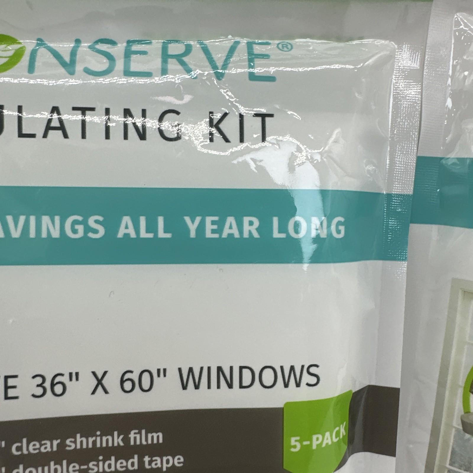 2 Packs Simply Conserve Insulating Window Film Kit Clear 5-Pack 36x60in Plastic