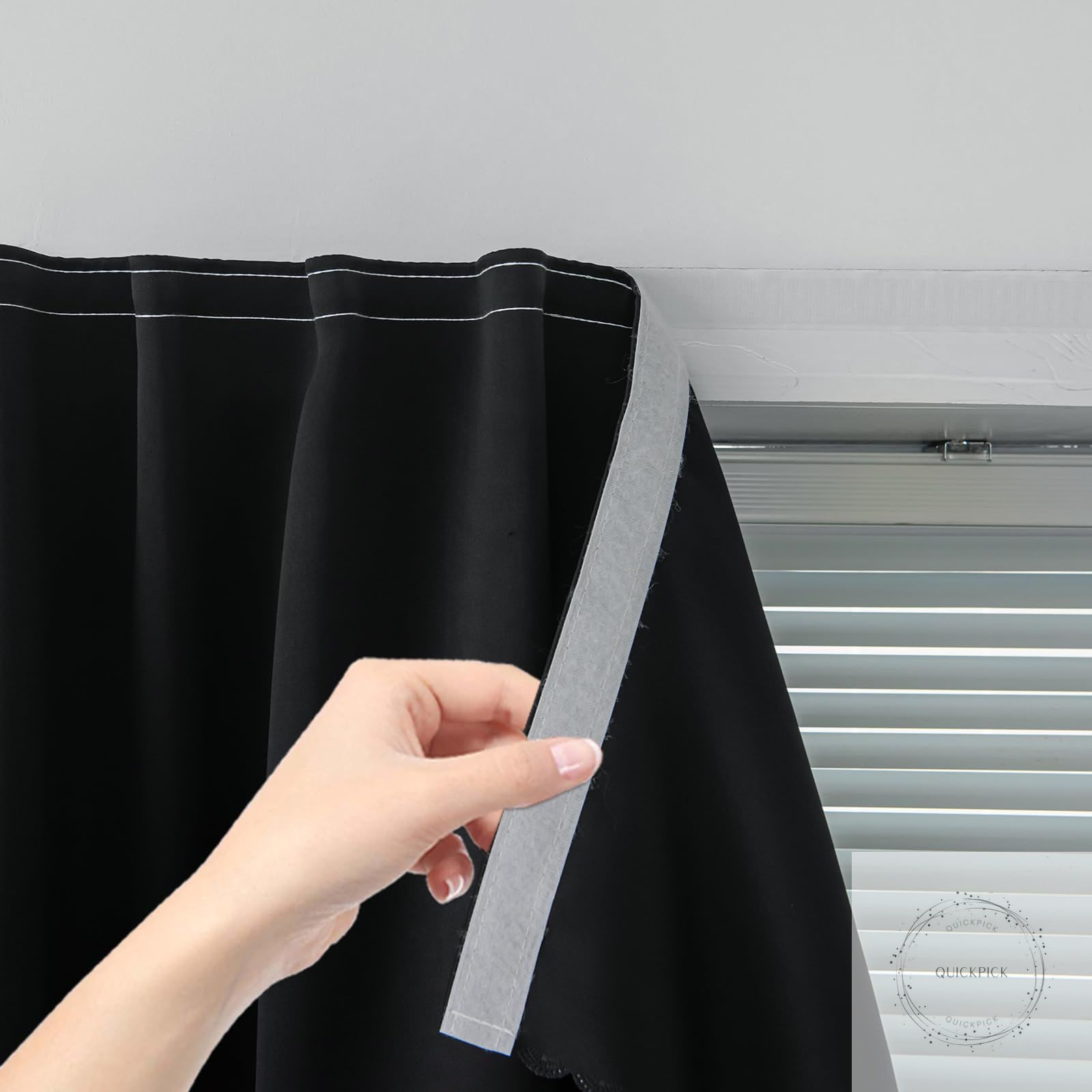 Adhesive Blackout Curtains- Self Stick Shades Window Blinds Curtains No Rod Need