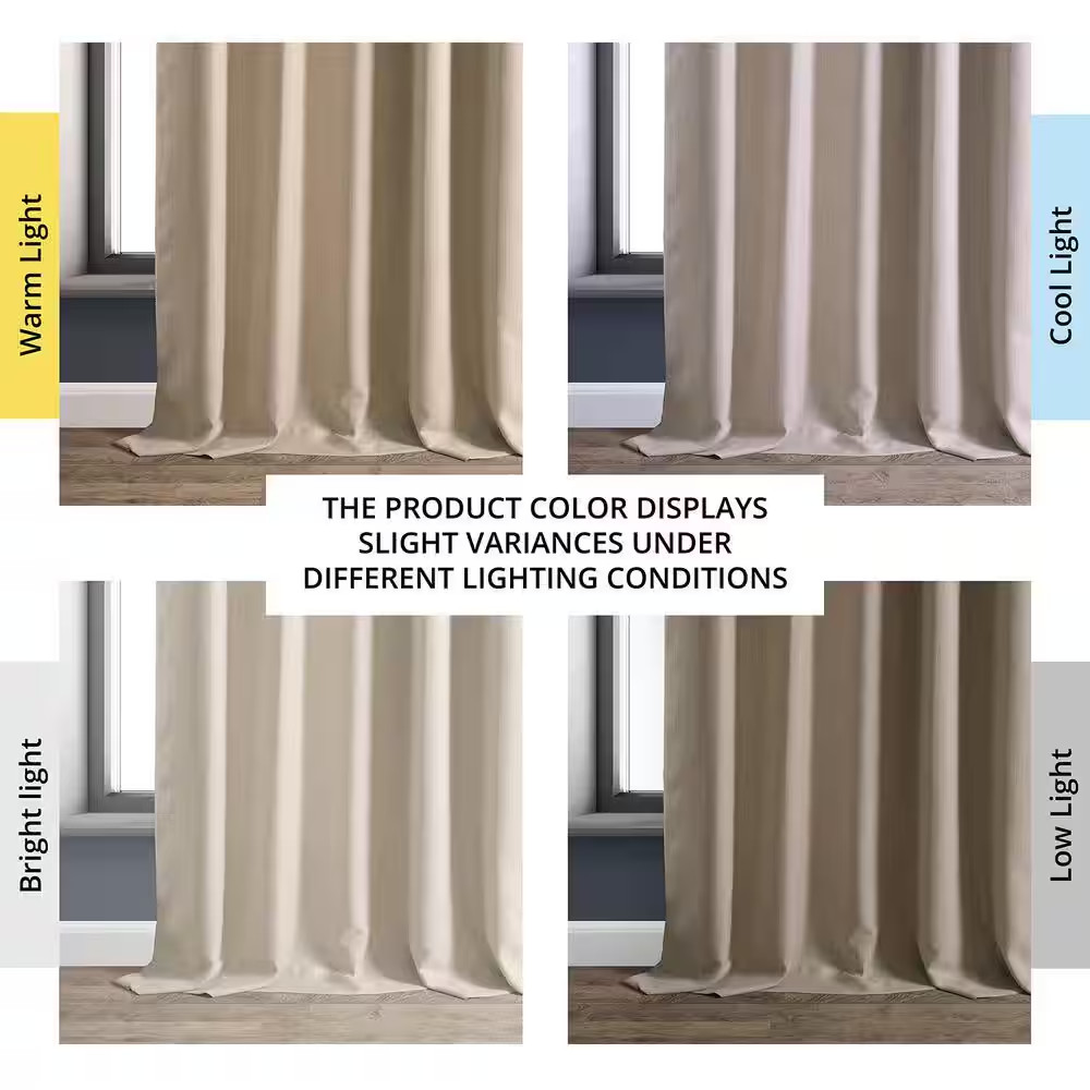 Sepia Beige Solid Rod Pocket Room Darkening Curtain – 50 In. W X 96 In. L (1 Pan