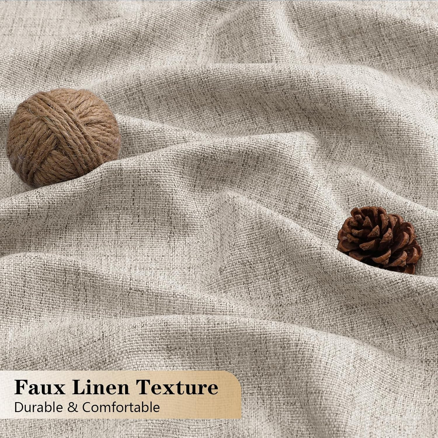 Valance for Windows, Light Filtering Faux Linen Textured Small Short Valance Kit