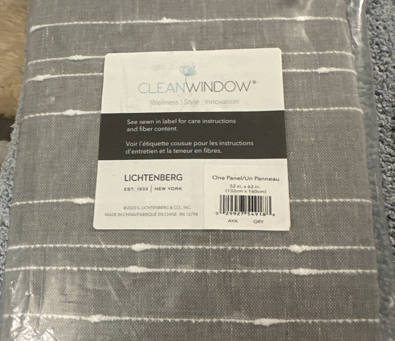 2 NIP Panels Clean Window Textured Slub Stripe Anti-Dust Panels 52″W x 63″L Gray