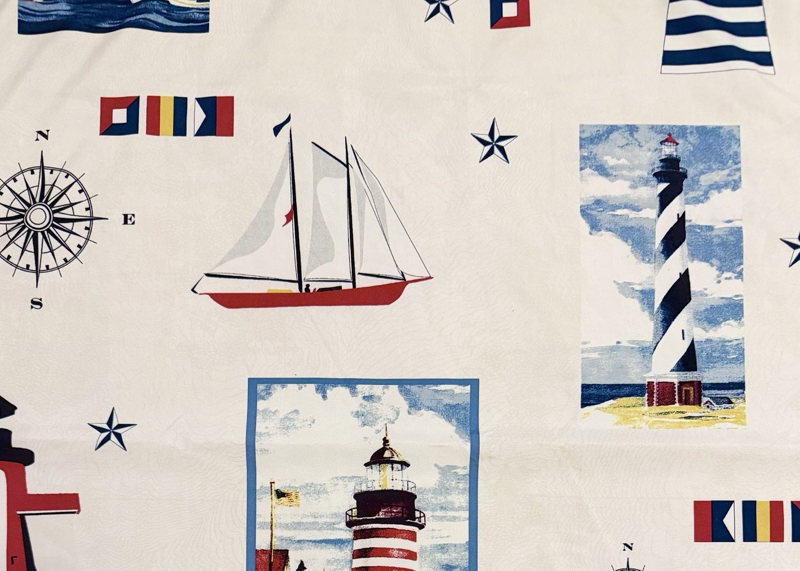 MAINSTAYS Nautical Window Curtain Boat Sail Coastal Maritime Compas 29”x36”