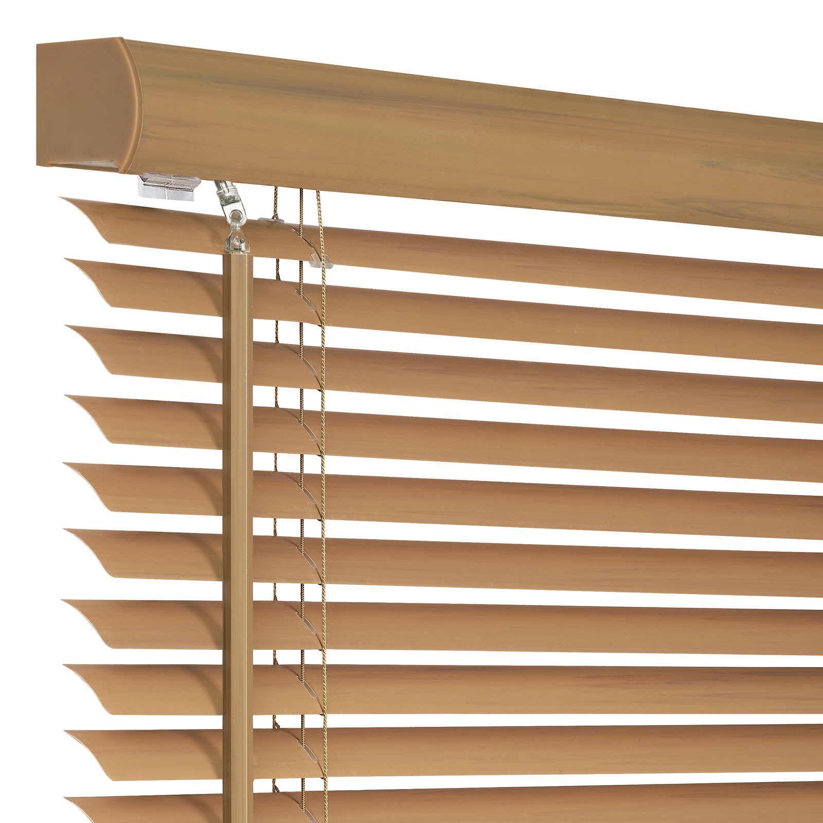 Cordless Window Minds Mini Blinds 1″ Slats Woodtone Vinyl Blind