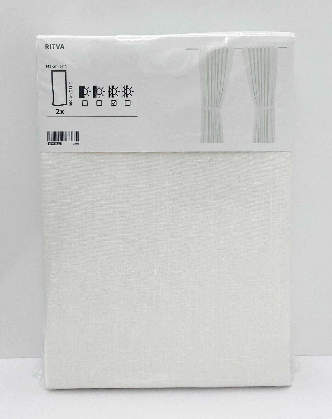 One Pair Ikea Ritva Ivory Cotton Curtains/Drapes (57/118) NEW