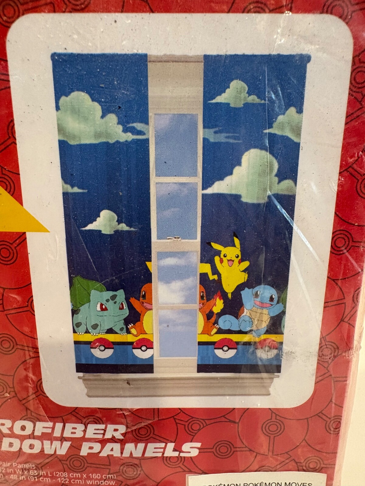 POKEMON MICROFIBER WINDOW PANELS FOR BEDROOM PIKACHU CHARMADER NEW & SEALED