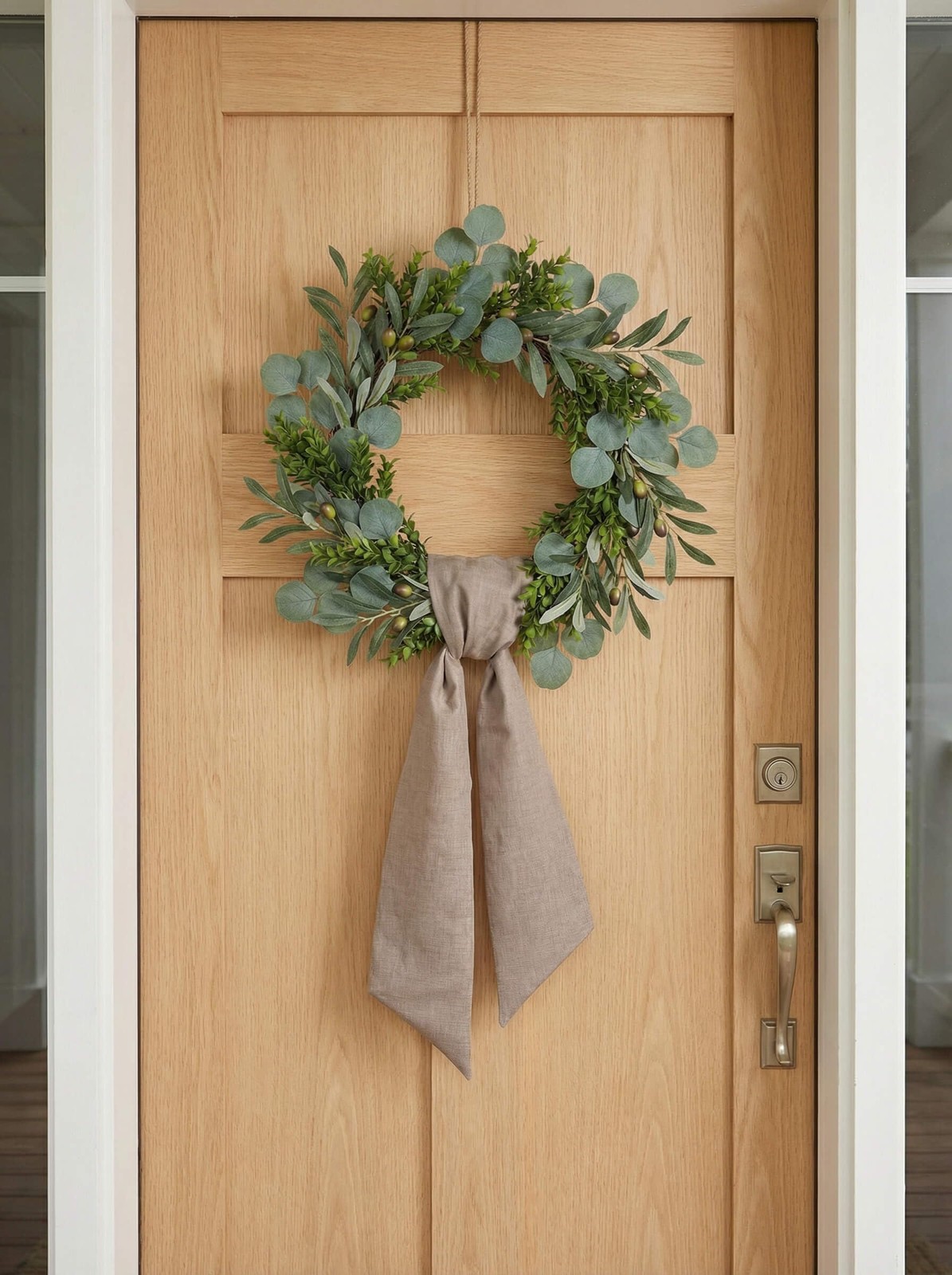 2 Pack Wreath Sash for Front Door, 5″ Wide 55″ Long Brown Linen Look Blank Ri…