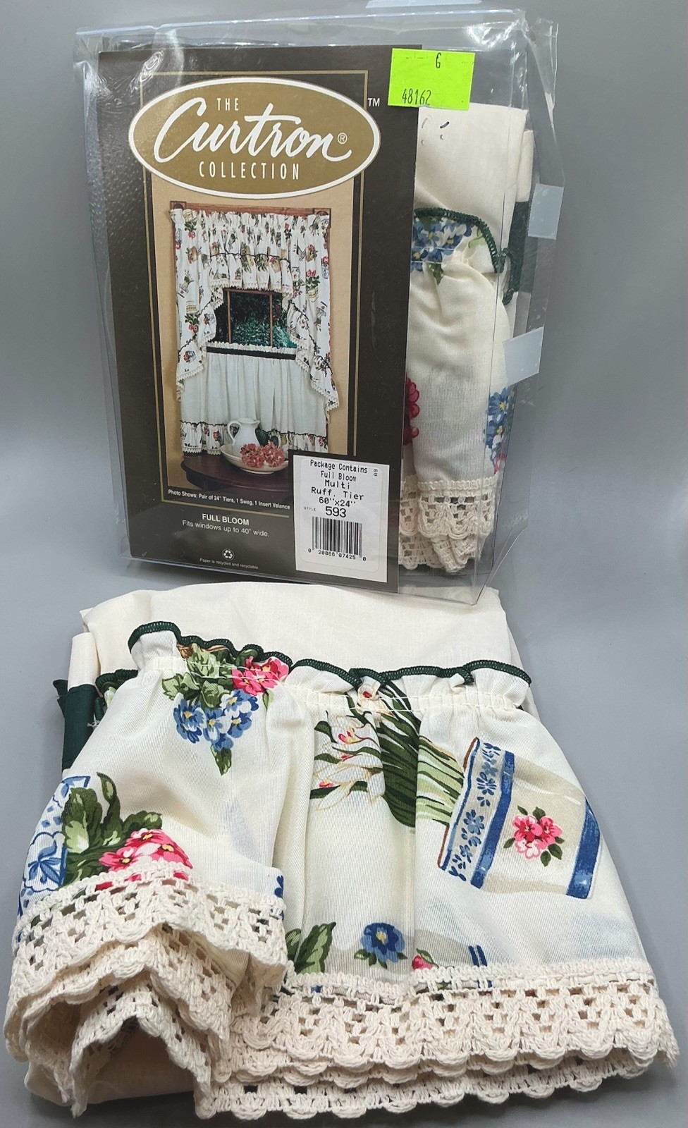 Vintage floral ‘The Curtron Collection’ Pair Of 60” X 24” Curtain Tiers USA Made