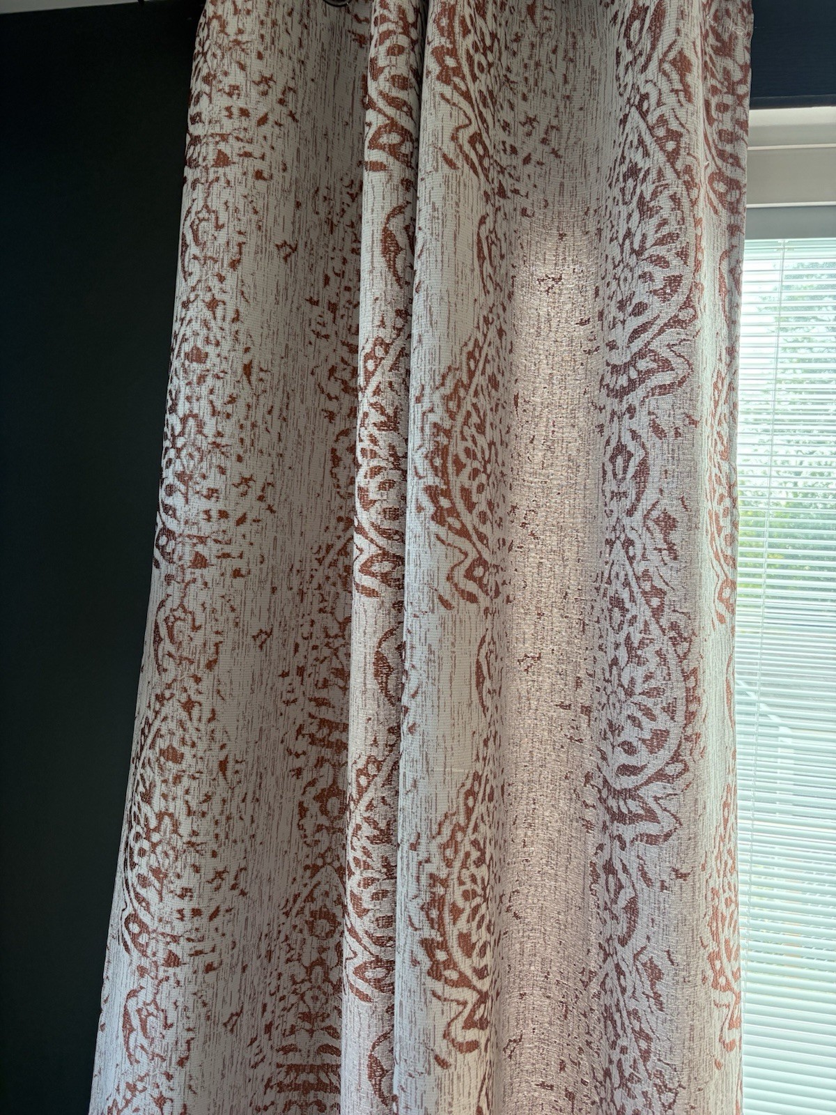 Mrs. naturall Damask Medallion Light Rod Pocket 2 Panels 52×84 terracotta