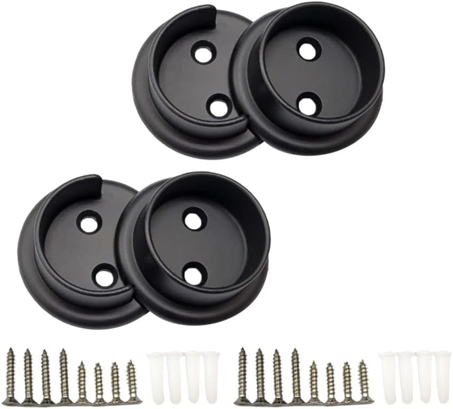 Heavy Duty Solid Metal Closet Rod Socket Set, 1-3/8”, Matte White, 2 Pair, Made