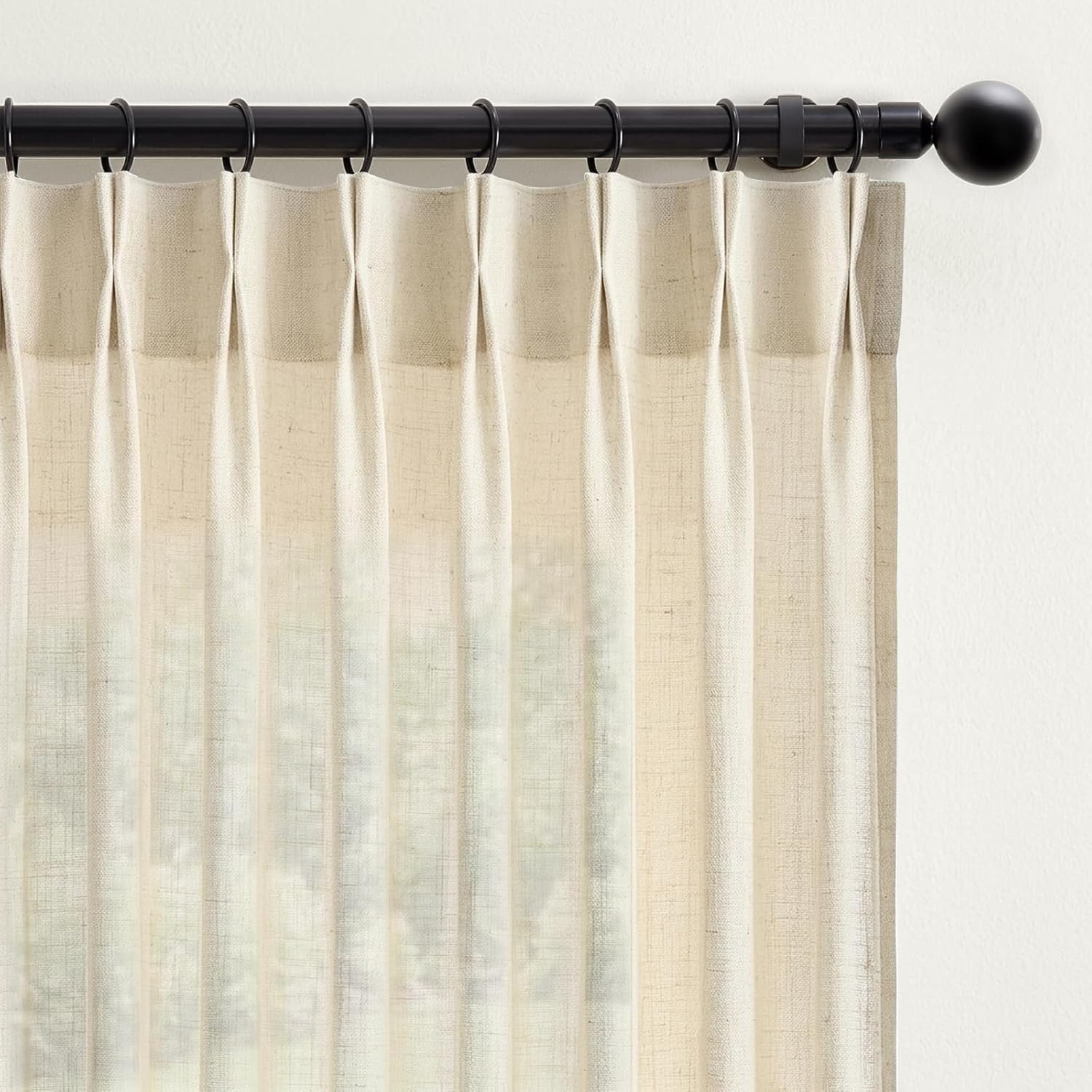 Pinch Pleated Linen Curtains 96 Inches Long for Living Room Light Filtering B…