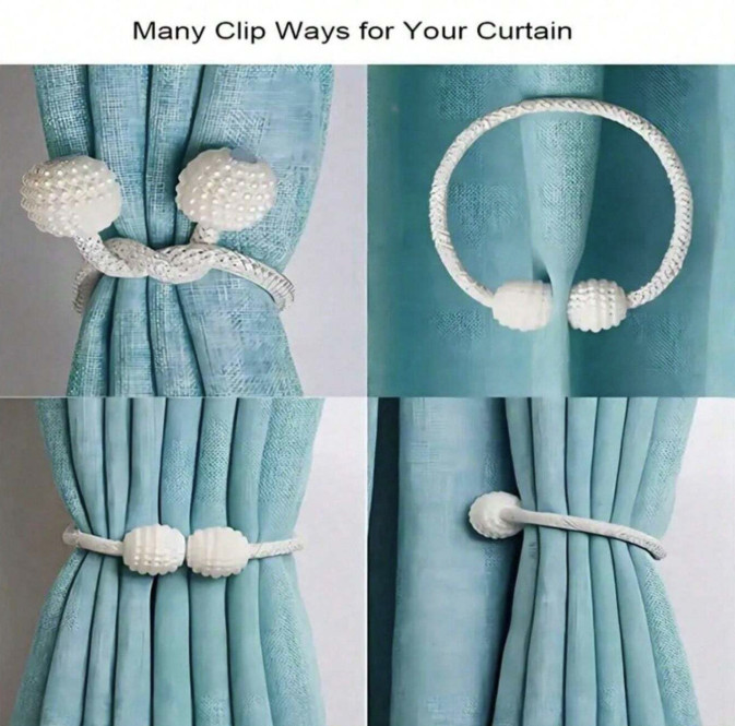 2pcs Magnetic Curtain Tiebacks – Elegant Holdbacks for Home & Office Décor – NEW