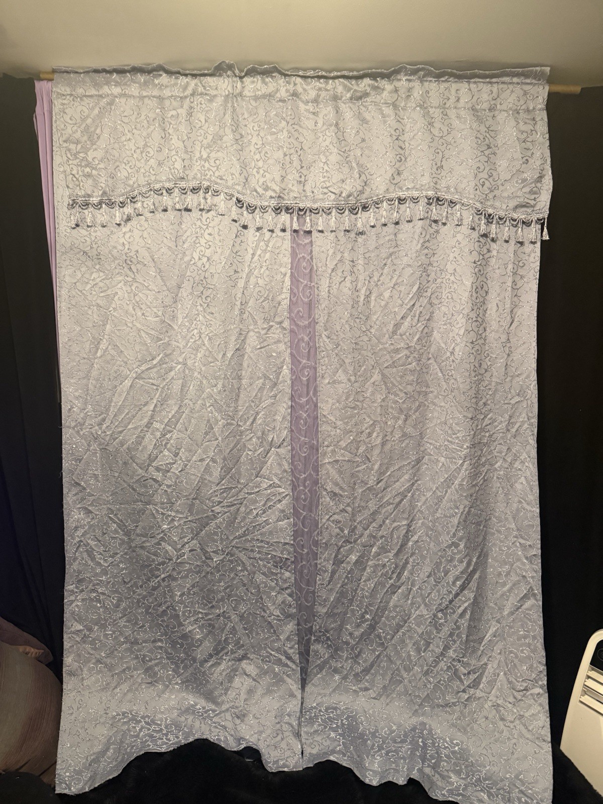 Regal Home Collections Amore Curtain Panels Pair Lavender Silver Jacquard 54×80