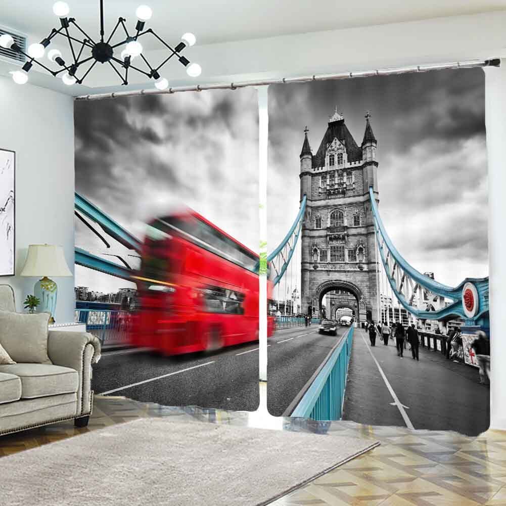 Assembly Bus Tread 3D Curtain Blockout Photo Printing Curtains Drape Fabric