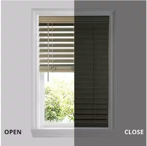 CUSTOM SIZE Cordless Faux Wood Blinds for Windows with 2.5 in. Slats